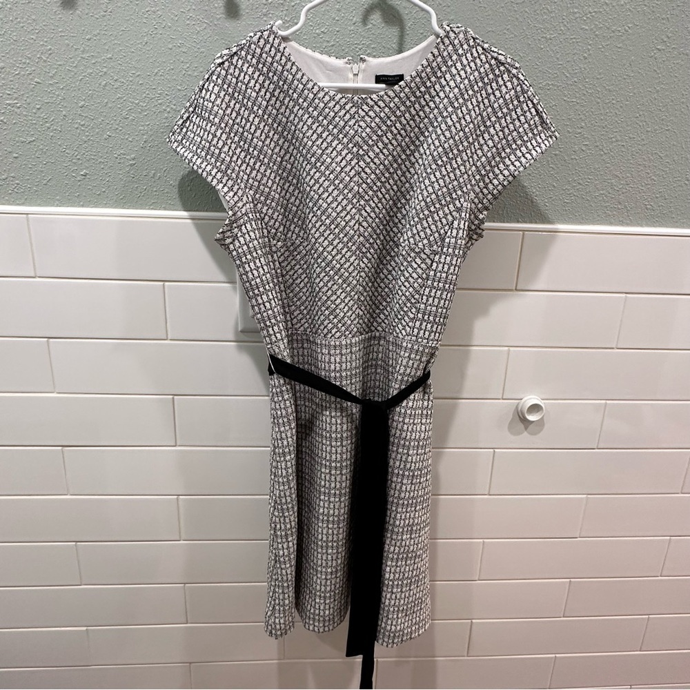 NWT Ann Taylor | Tweed boucle black and white cap sleeve mini dress size 10